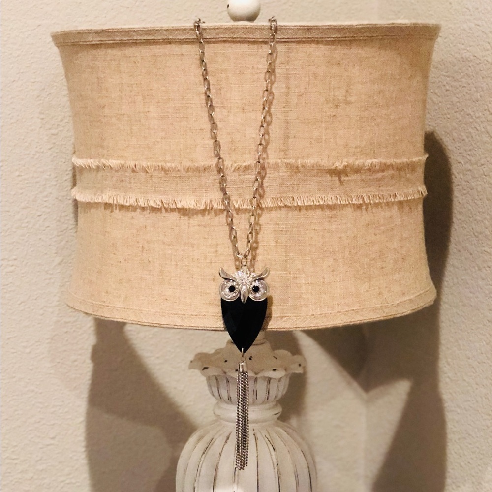 🌟2/$17🌟Shiny black and faux diamond owl necklace